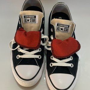 Chuck Taylor Converse All Star Black w Red Double Tongue - Size 7 Ladies